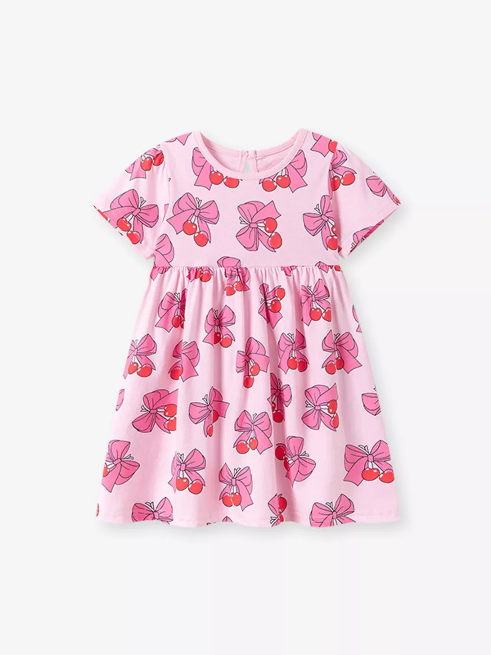 Children's Cherry Bowknot Print Ruffle Hem Dress, image 6