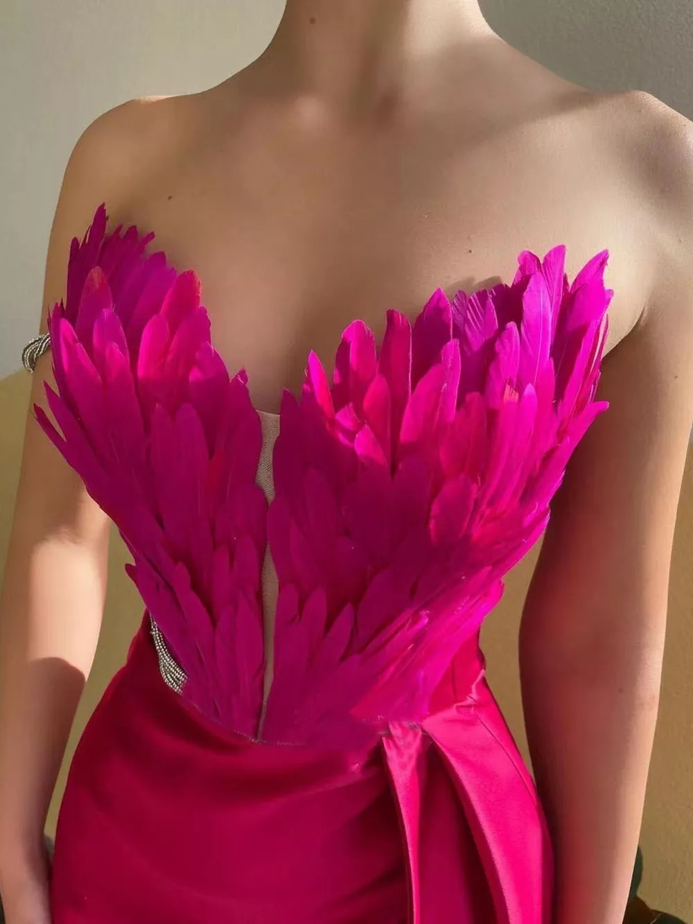 Feather Embellished Slit Maxi Dress, image 14