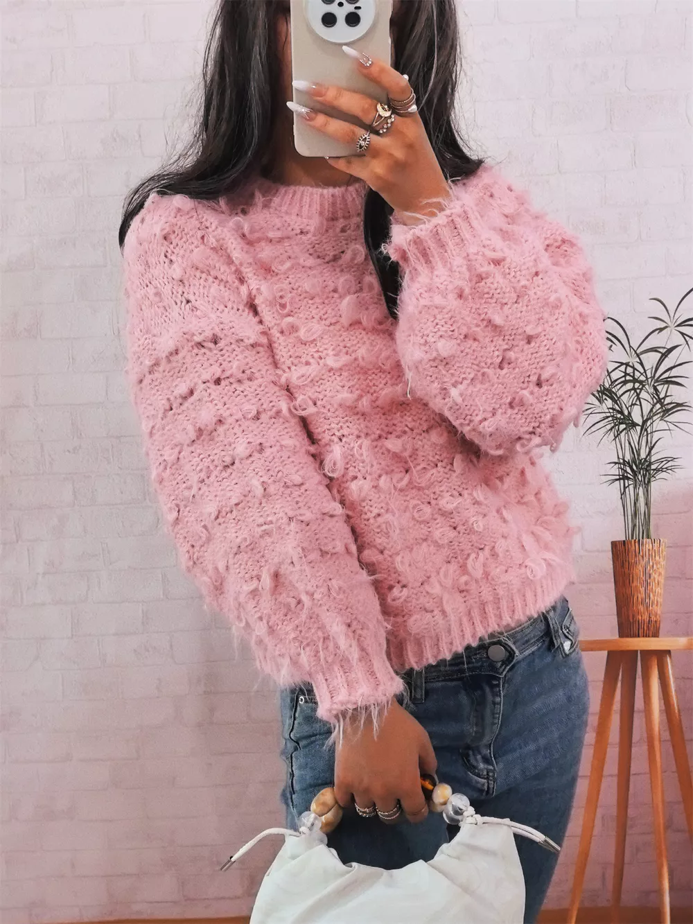 Chunky Round Neck Long Sleeve Sweater, image 17