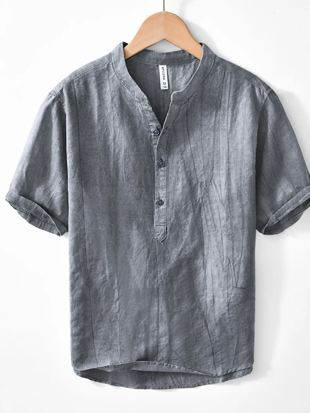 Men's Plus Size Button Detail Short Sleeve Shirt