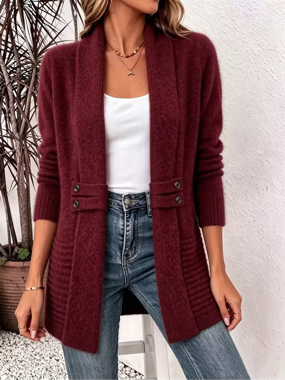 Full Size Open Front Long Sleeve Cardigan Plus Size, image 14