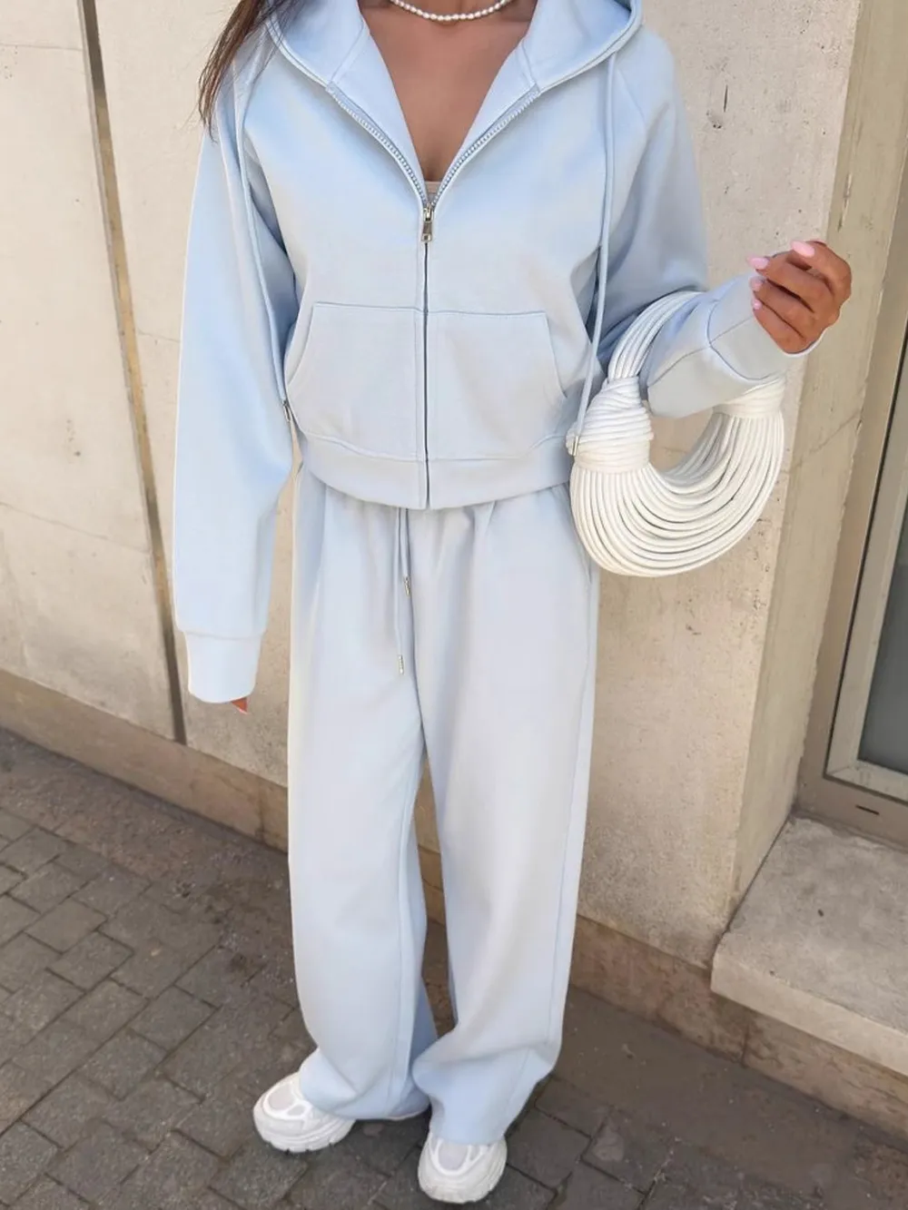 Zip Up Drawstring Hoodie and Pants Set, image 8