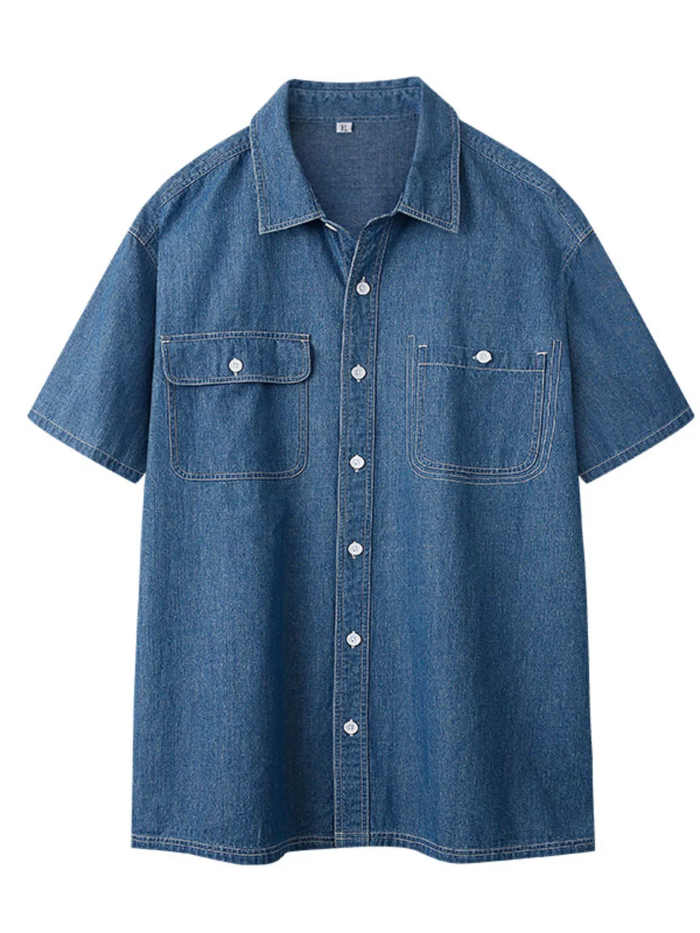 Men's Plus Size Casual Short Sleeve Denim Shirt, image 3
