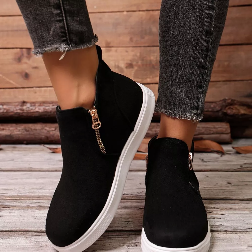 Suede Ankle Boots with Side Zipper, image 11