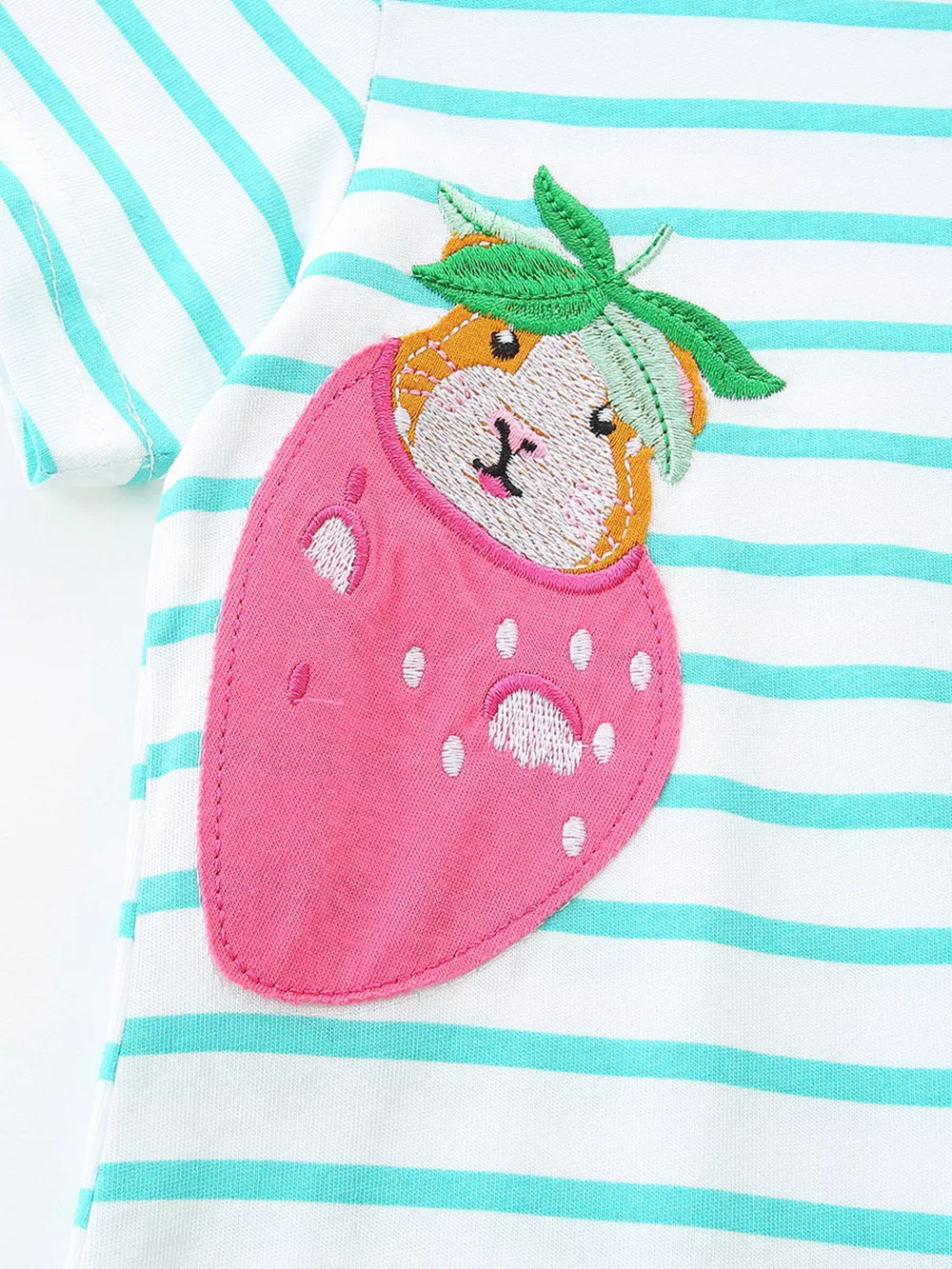 Children's Animal Embroidered Striped Casual Dress, image 5