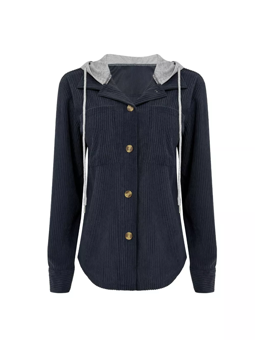 Hooded Corduroy Button-Down Jacket, image 5