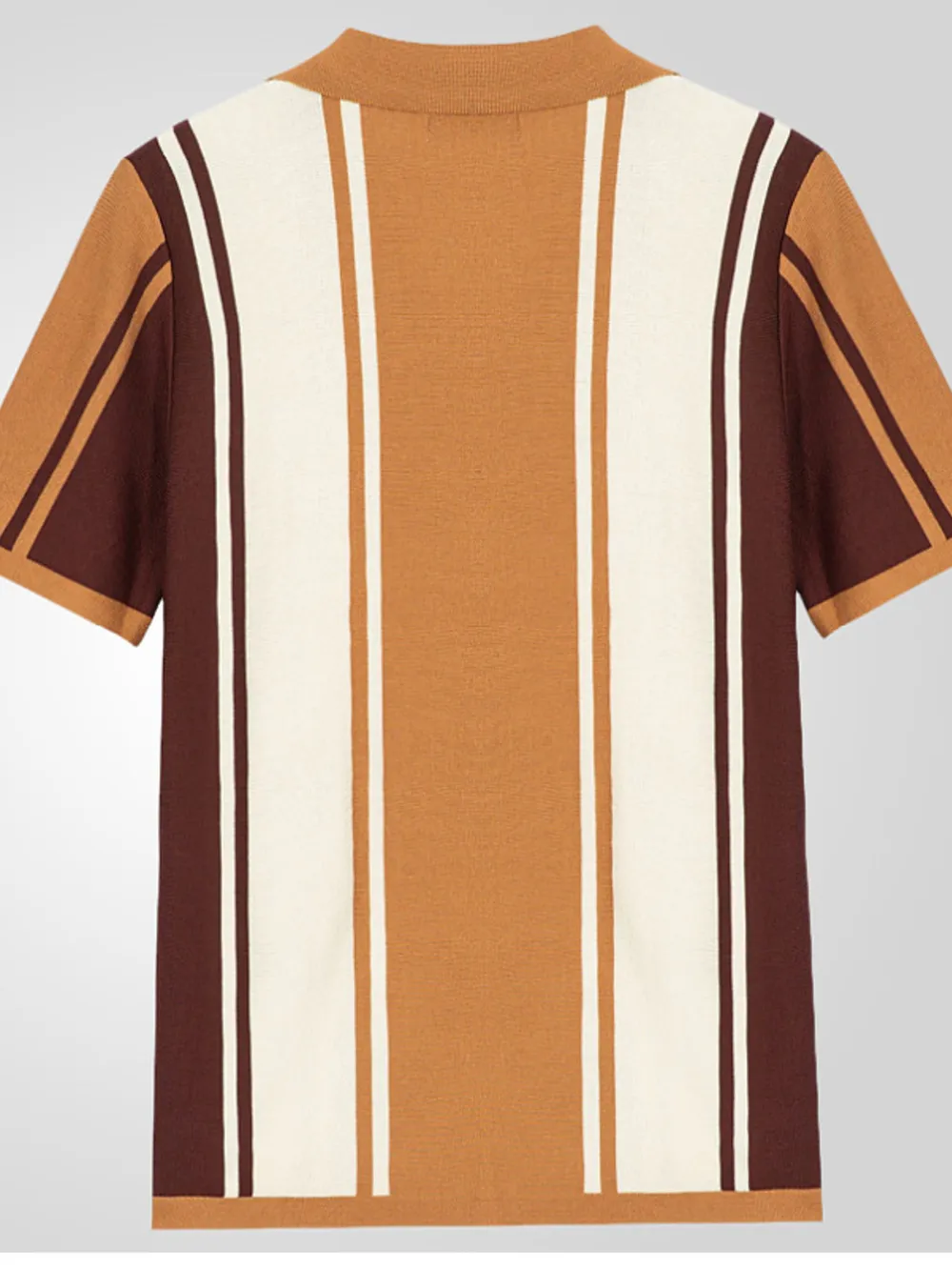 Men's Plus Size Striped Button Up Polo Shirt, image 3