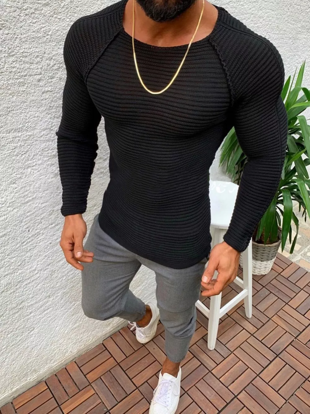 Men's Full Size Slim Fit Long Sleeve Sweater Plus Size, image 2