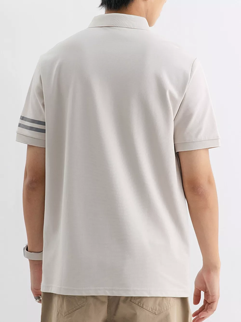 Men's Plus Size Striped Sleeve Casual Polo, image 3