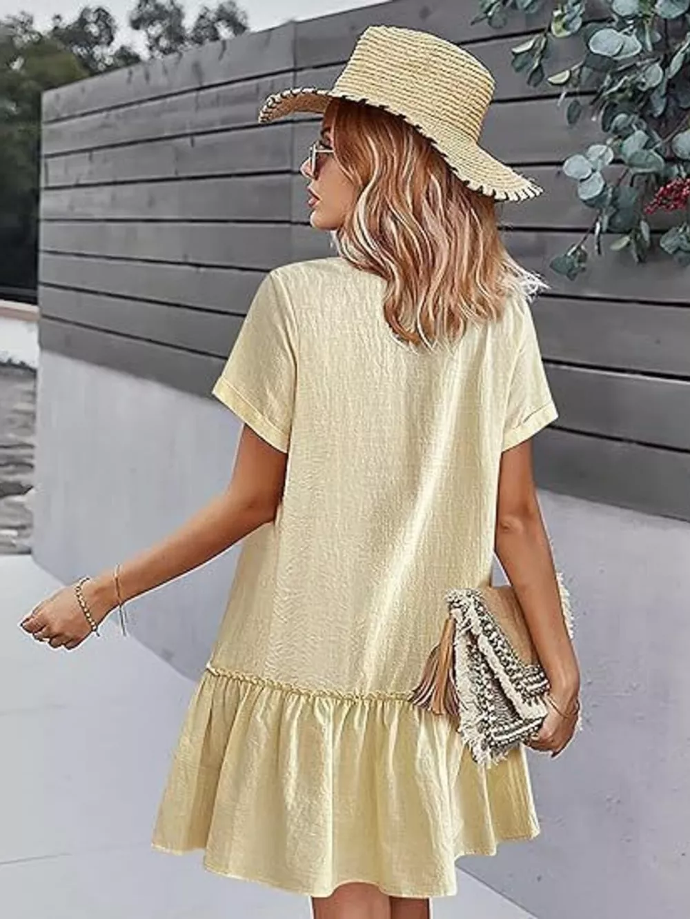 Full Size Button-Down Ruffle Hem Mini Dress Plus Size, image 2