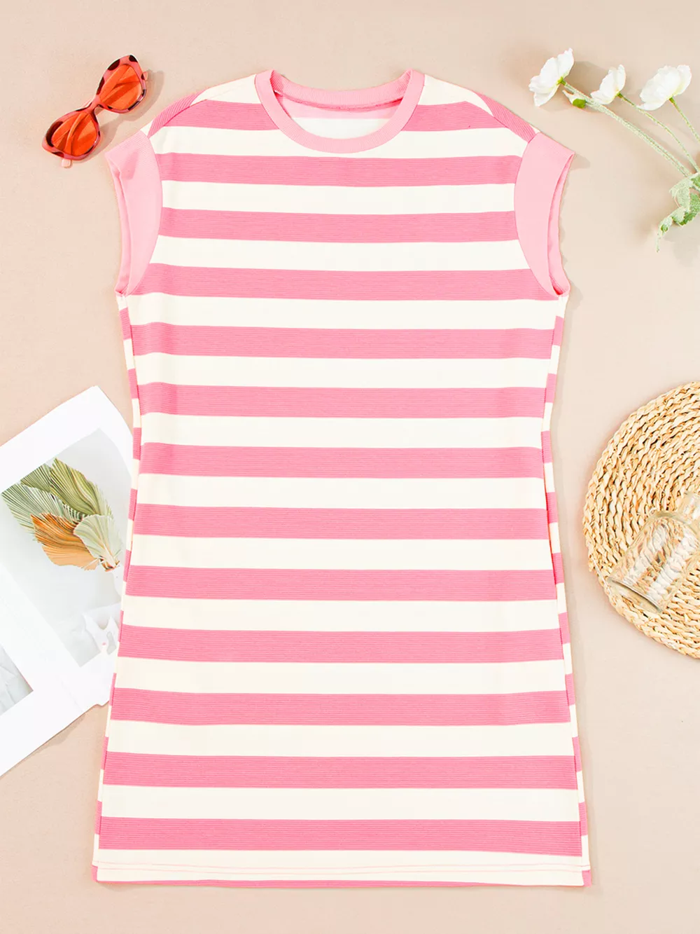 Stripe Cap Sleeve Pocketed Shift Dress, image 8