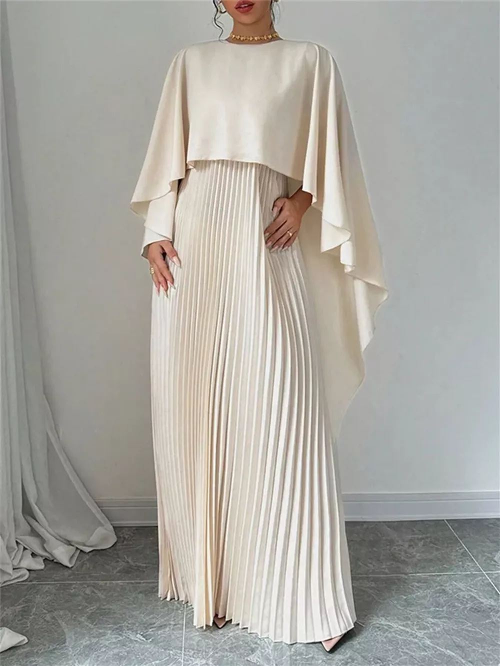 Cape Pleated Maxi Dress, image 11
