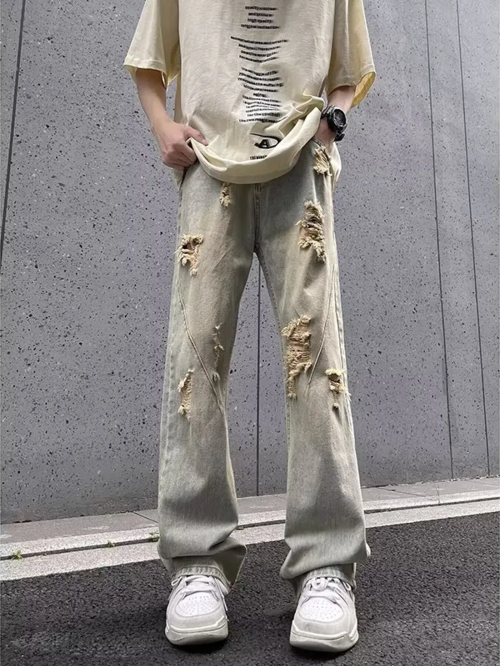 Men's Full Size Ripped Distressed Straight Leg Jeans Plus Size, image 6