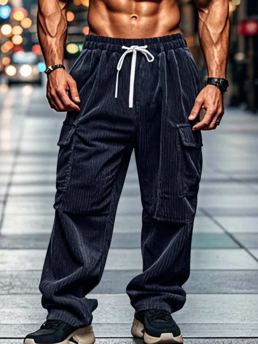 Men's Full Size Corduroy Cargo Pants Plus Size, image 9