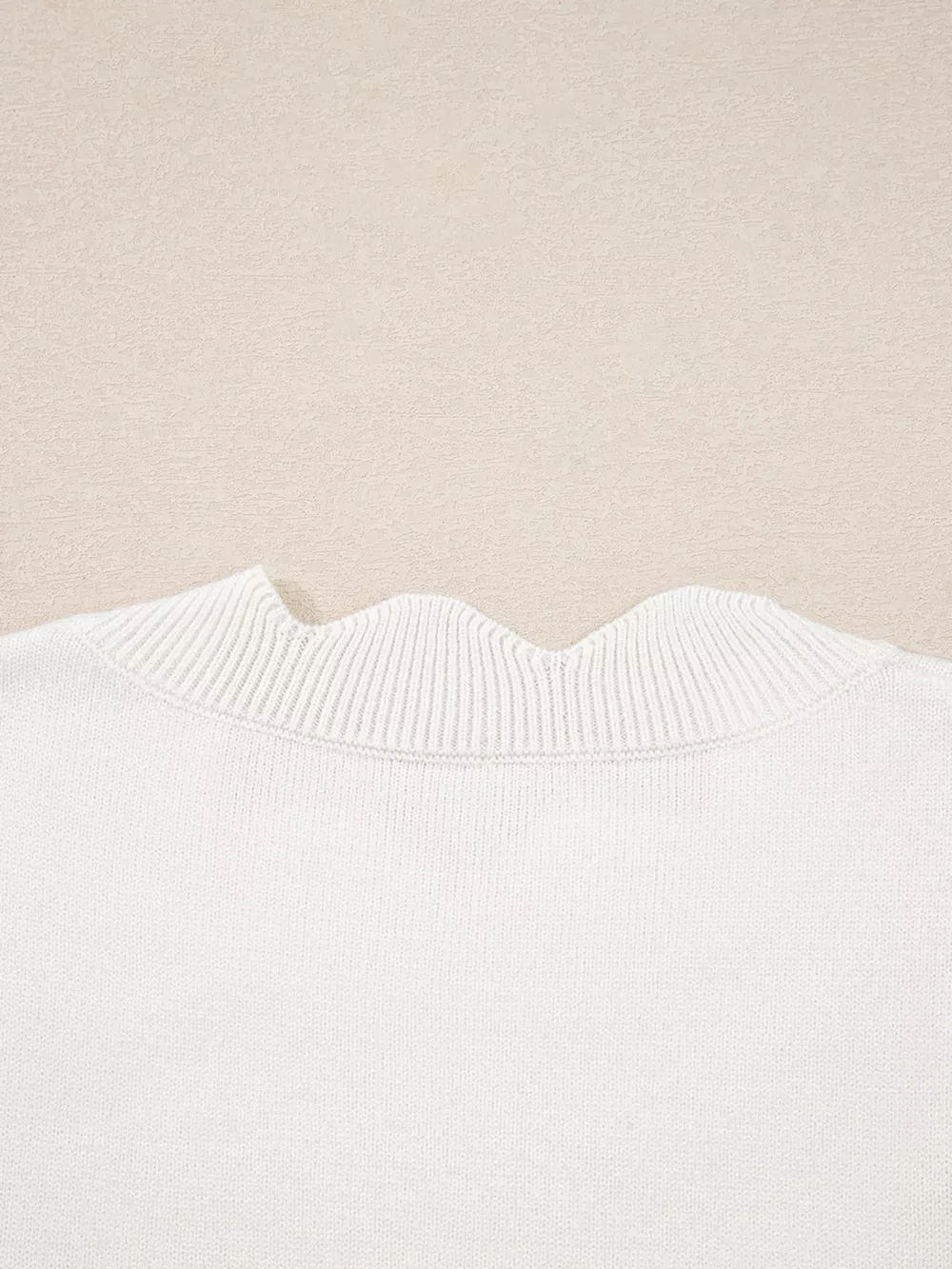 Floral Embroidered Scallop Hem Cropped Sweater, image 8