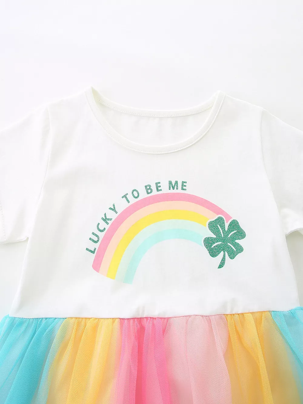 Children's Rainbow Short Sleeve Tulle Dress, image 3