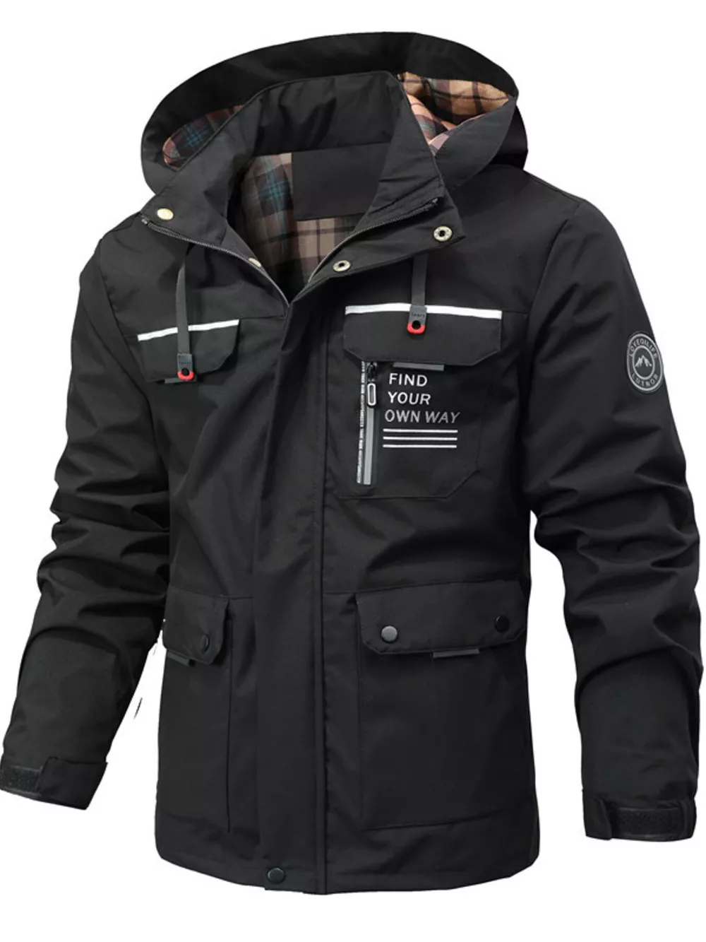 Men's Plus Size Hooded Outdoor Windproof Coat, image 9