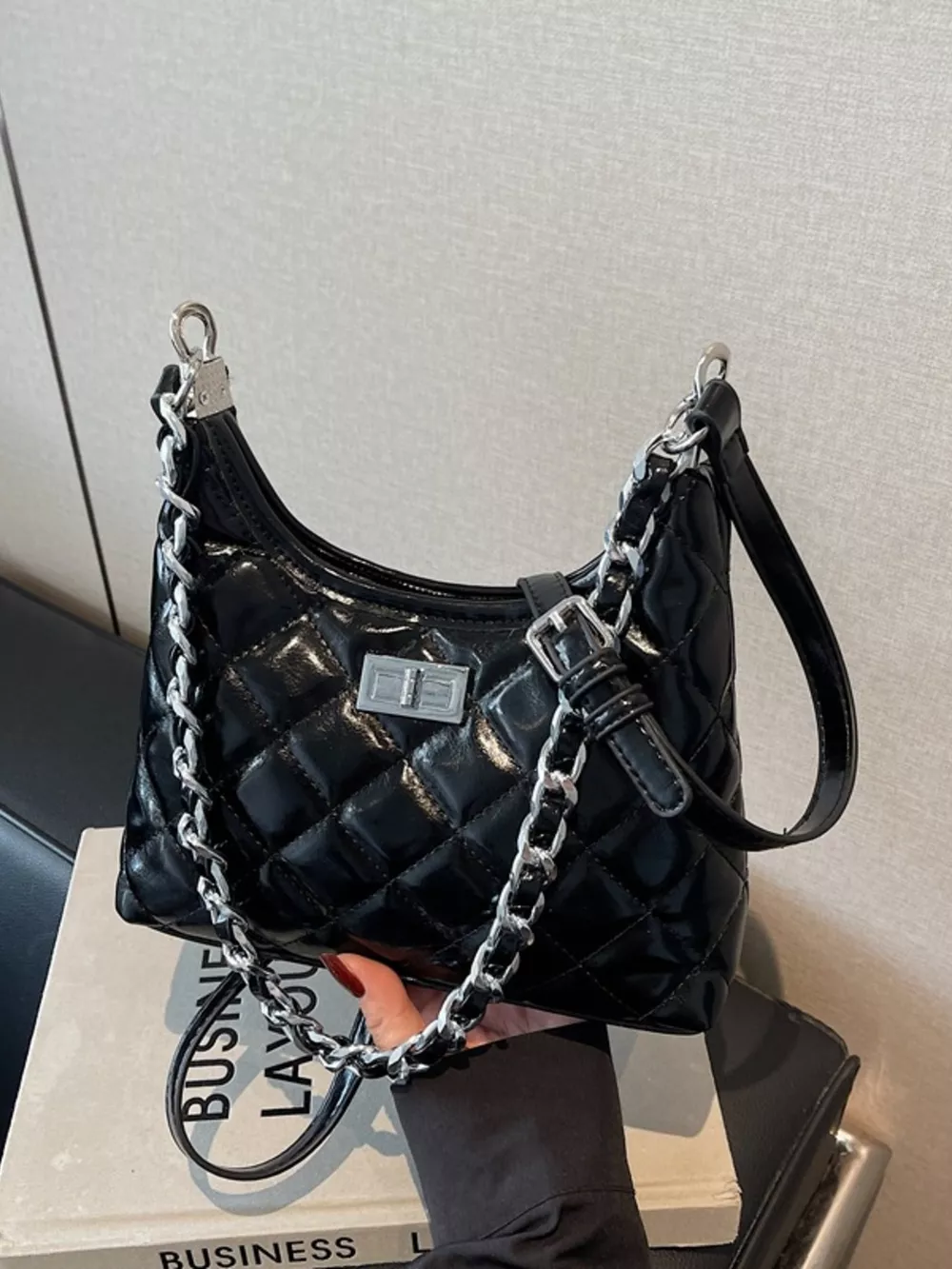 Quilted Chain Shoulder Bag, image 2