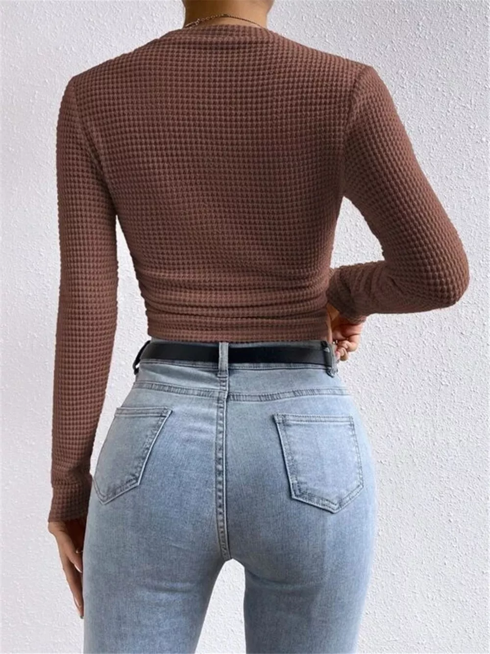 Waffle Knit Long Sleeve T-Shirt, image 20