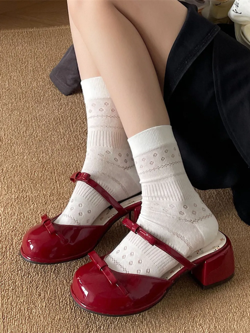 Bow Round Toe Block Heel Sandals, image 10