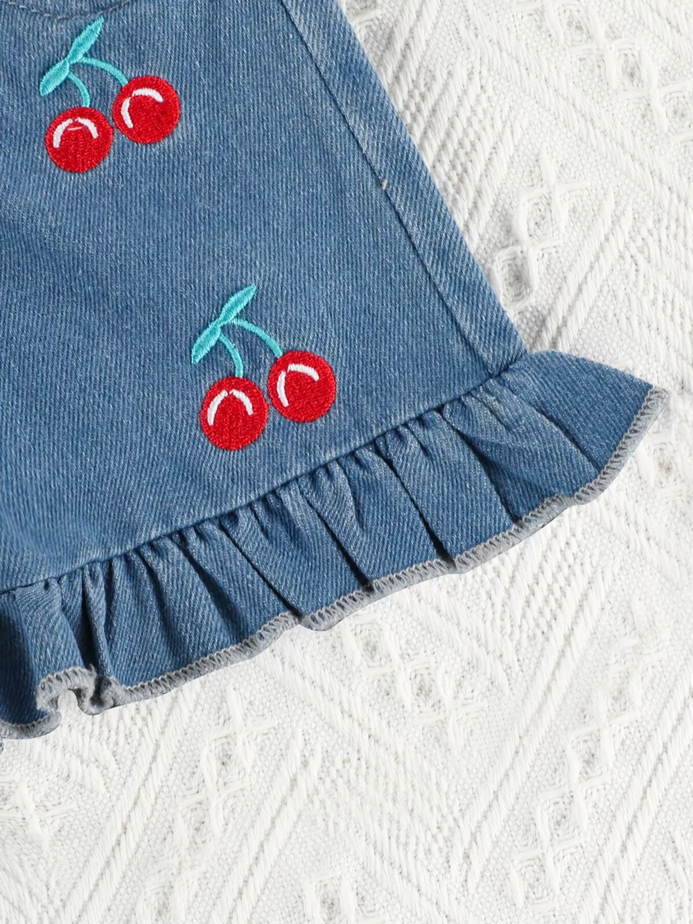 Children's Ruffle Trim Top & Denim Shorts Set, image 5