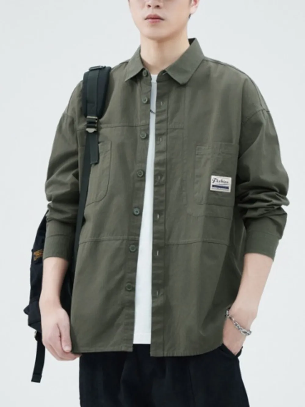 Men's Plus Size Button Up Long Sleeve Shirt, image 6
