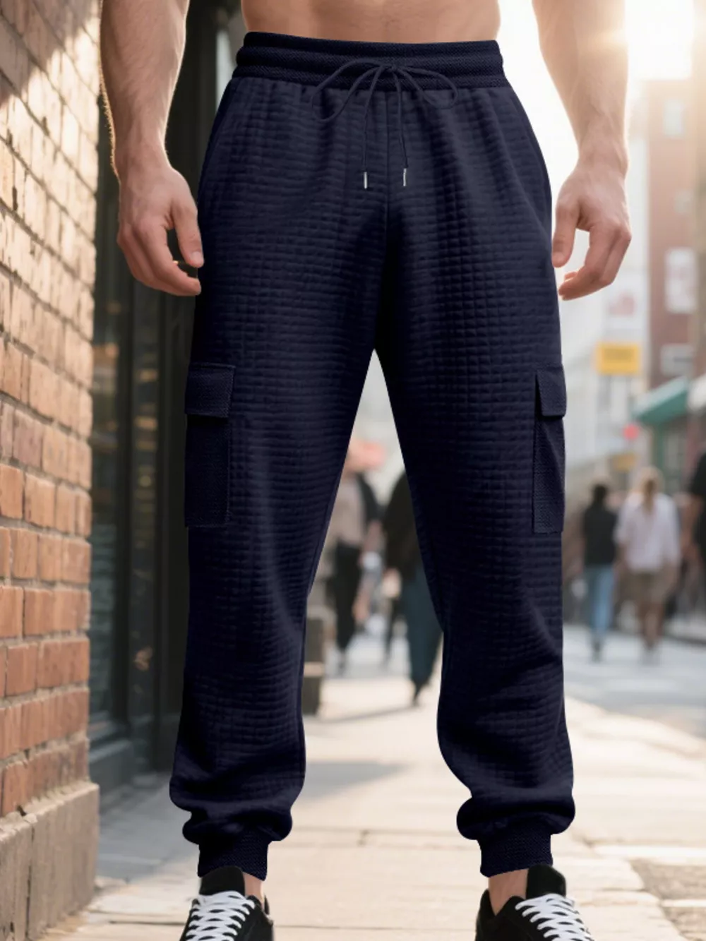 Men's Full Size Textured Cargo Joggers Plus Size, image 16