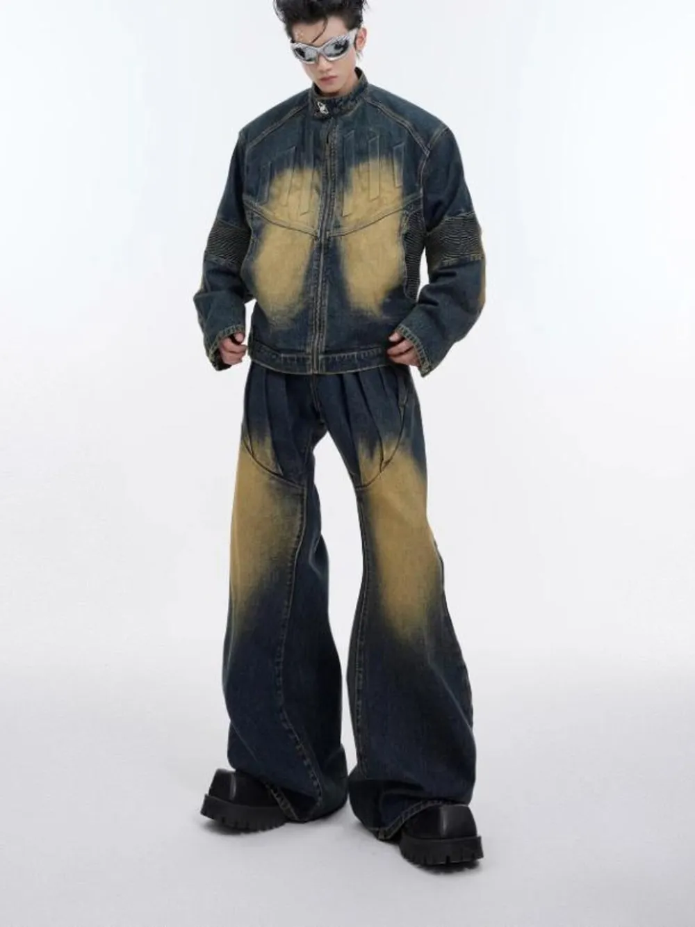 Men's Zip Up Long Sleeve Denim Jacket, image 8