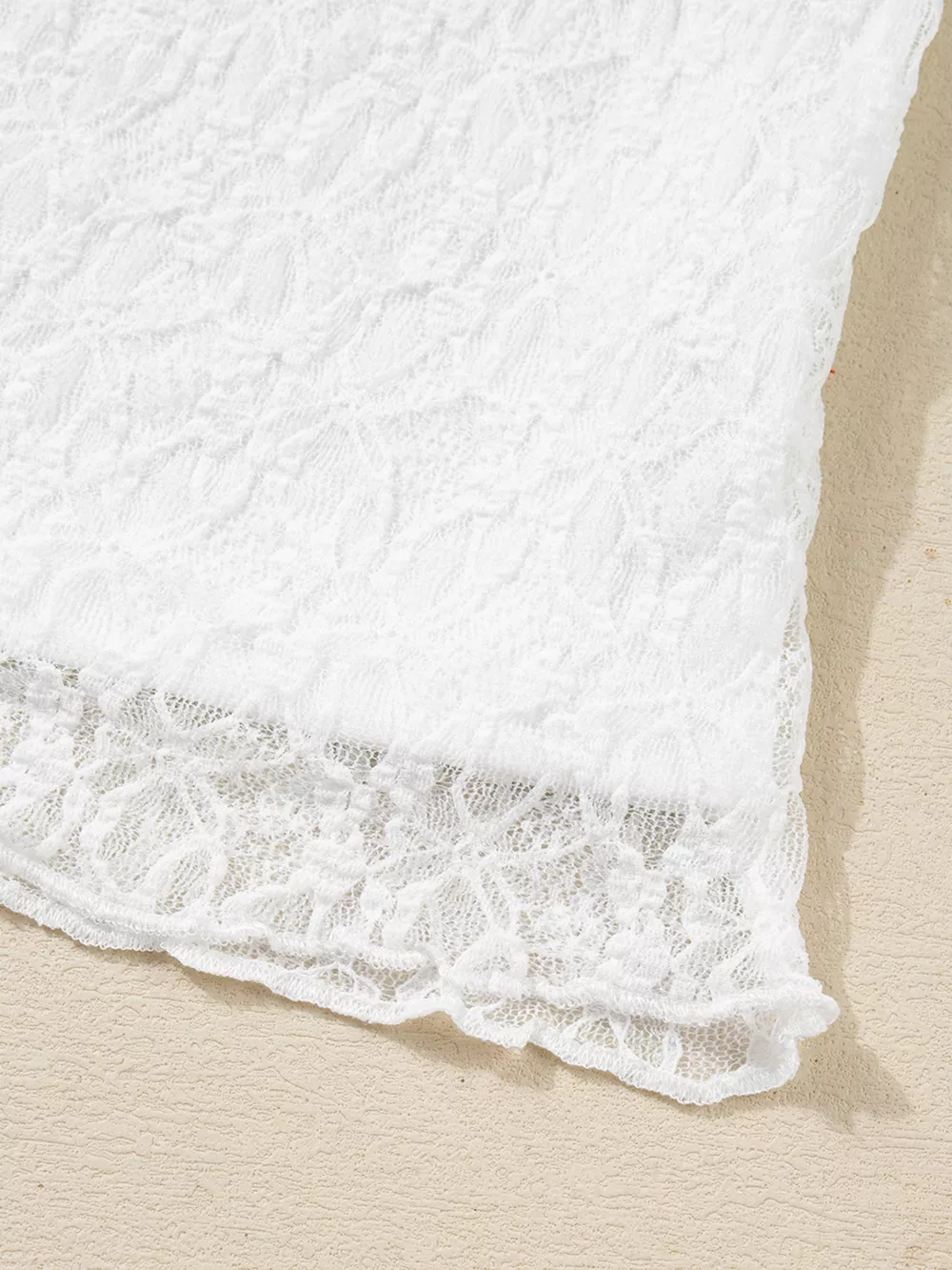 Sheer Lace Long Sleeve Slim Henley Top, image 13
