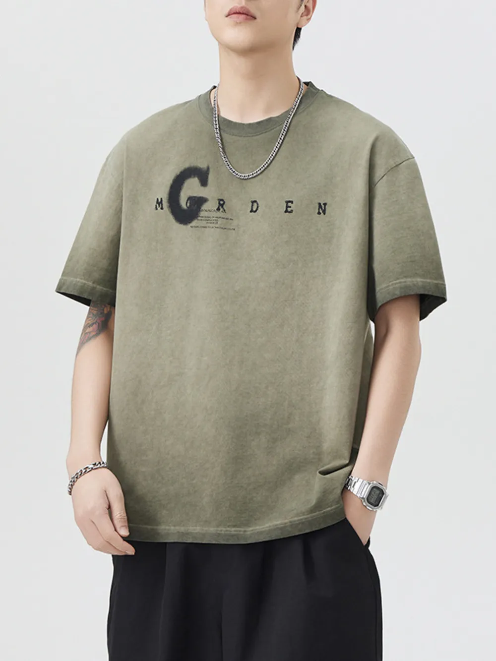 Men's Plus Size Letter Round Neck Short Sleeve T-Shirt, image 5