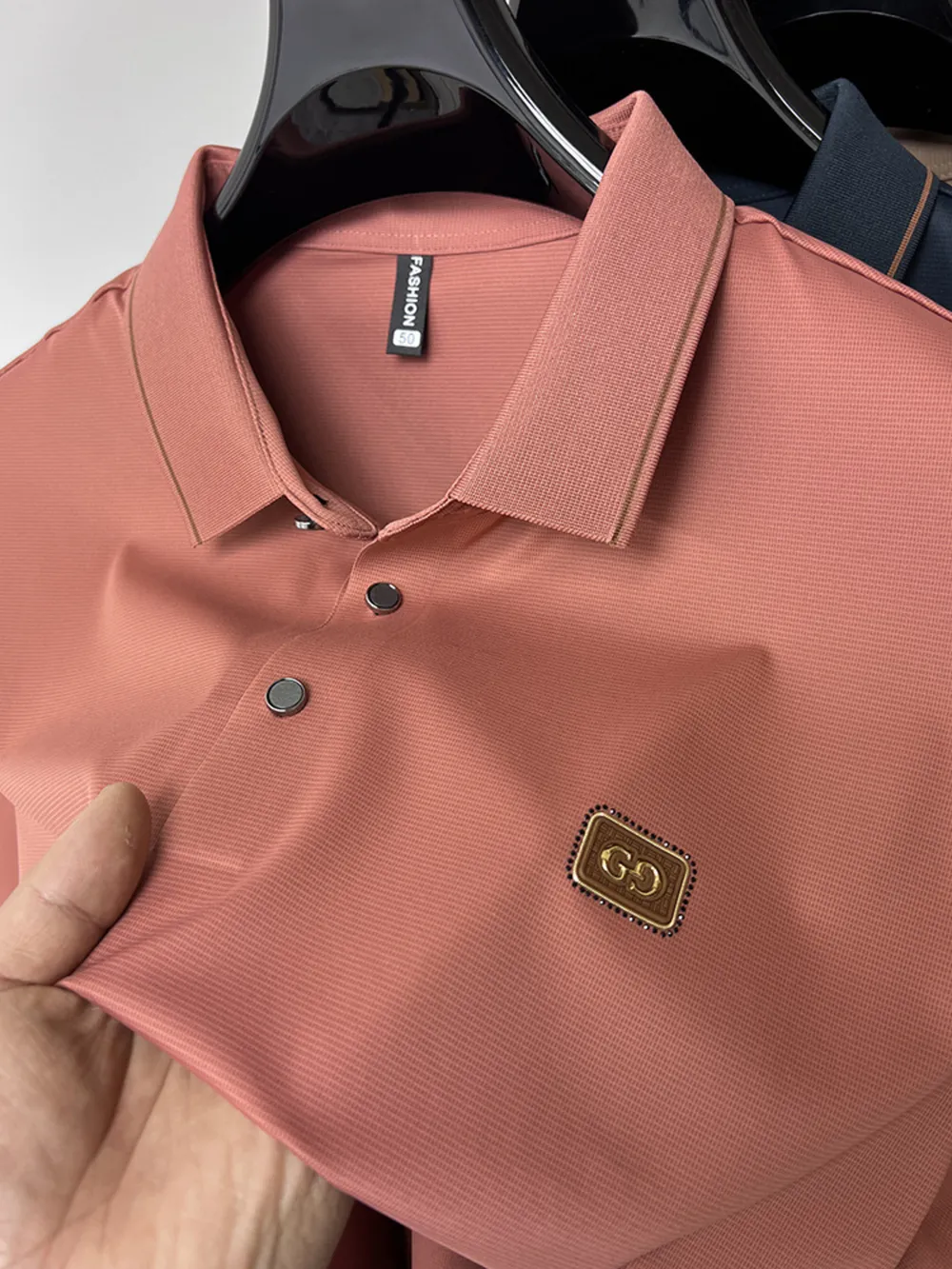 Men's Plus Size Button Detail Short Sleeve Polo, image 5