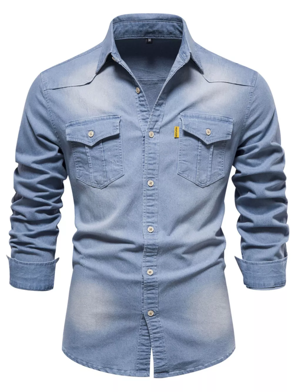 Men's Full Size Button Up Denim Shirt with Chest Pocket Plus Size, image 4