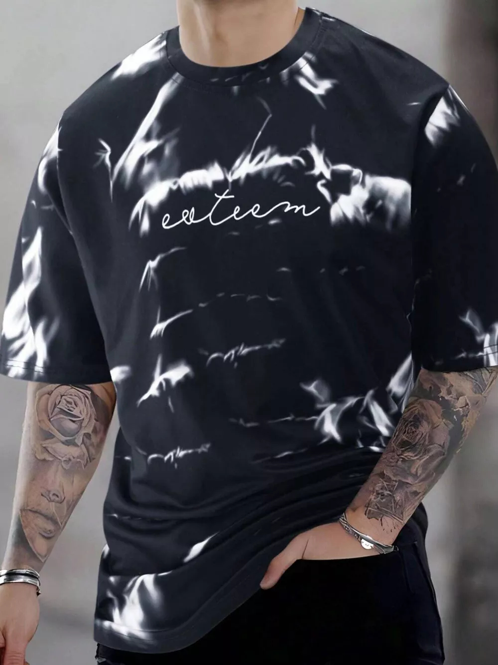 Men's Full Size Tie-Dye Round Neck T-Shirt Plus Size