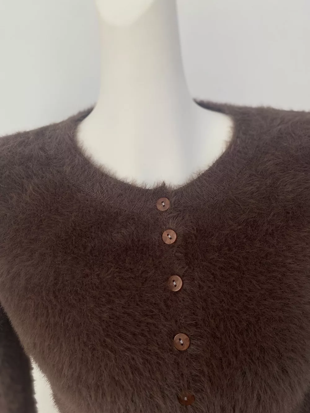 Soft Fuzzy Button-Down Cropped Cardigan, image 30