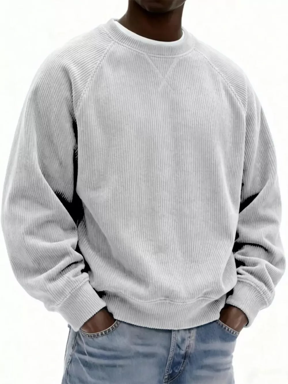 Men's Full Size Corduroy Crew Neck Sweatshirt Plus Size, image 10