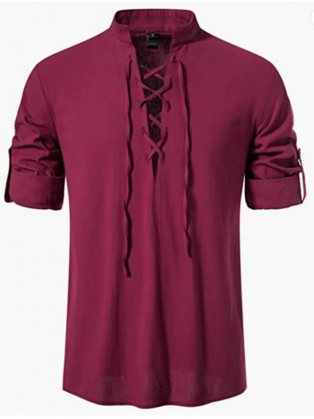 Men's Lace Up Long Sleeve Blouse, image 23