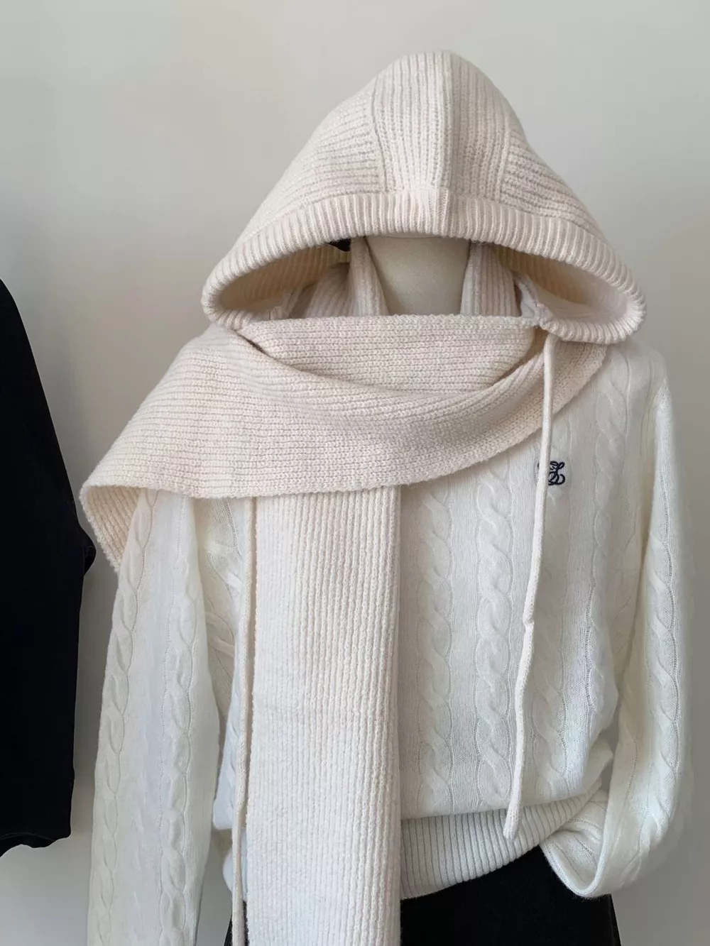 Knitted Solid Color Scarf Hat, image 5