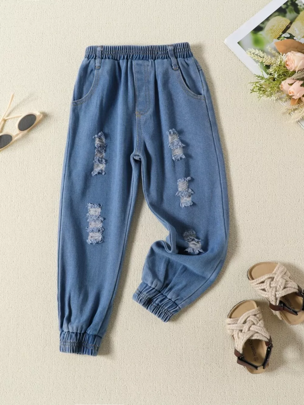 Children's One Shoulder Top and Distressed Jeans Set, image 5