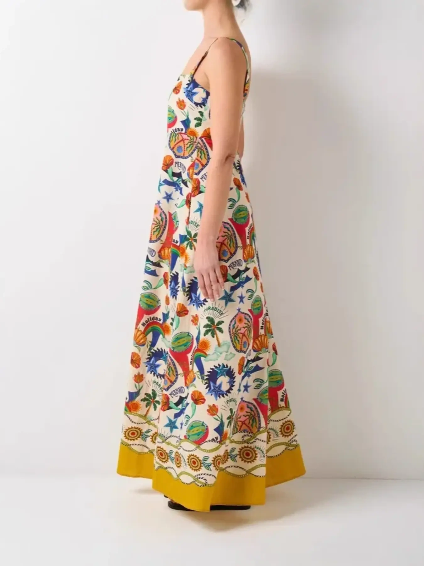 Printed Square Neck Maxi Cami Dress, image 6