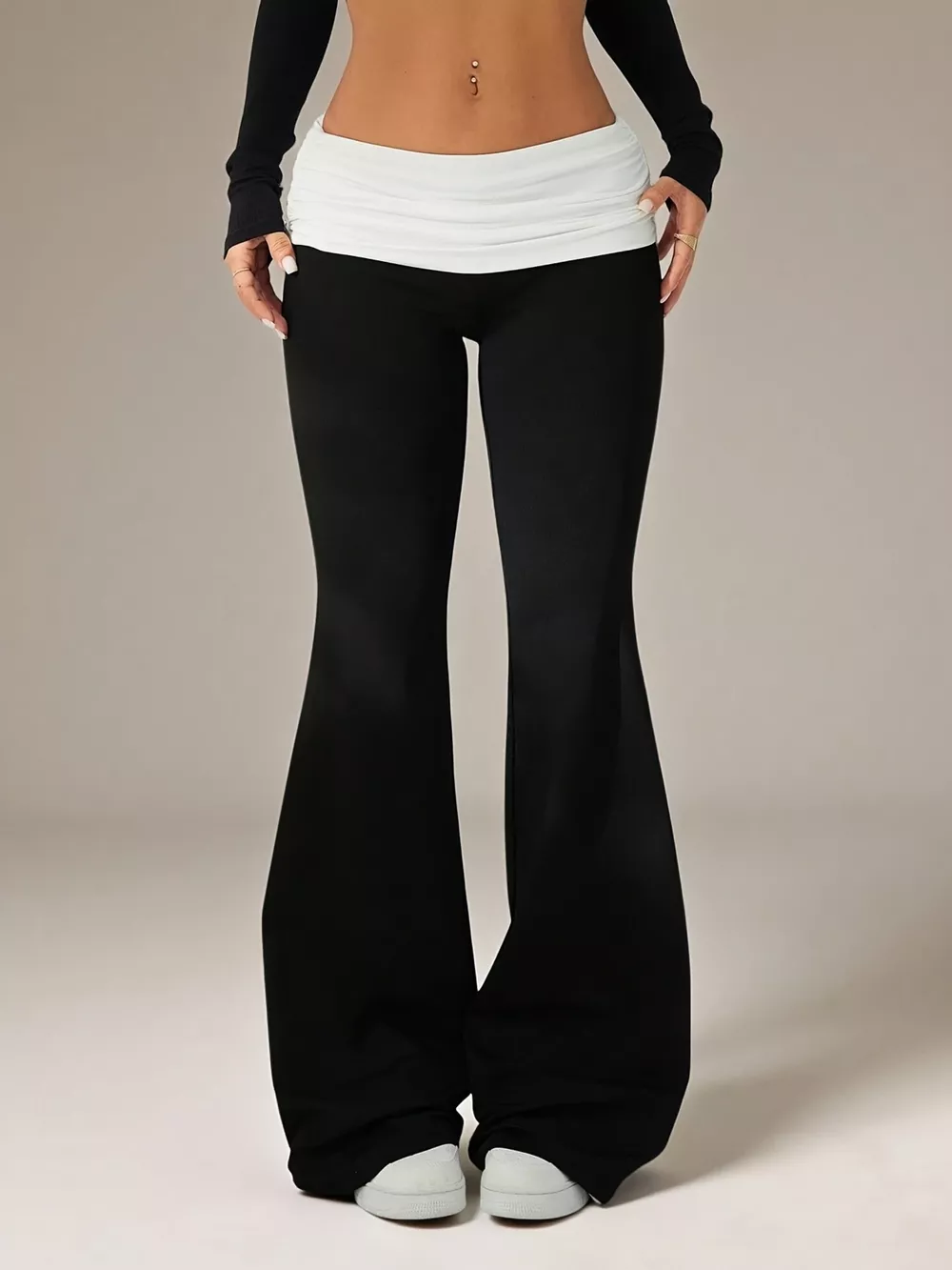 High-Waisted Polka Dot Flare Pants