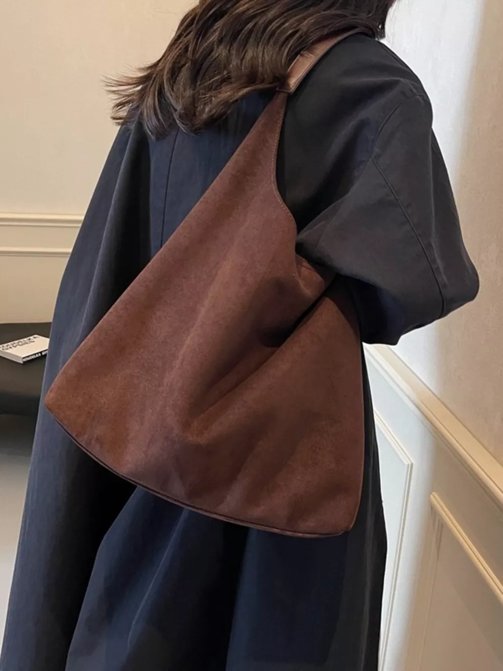 Solid Color Suede Tote Bag, image 10
