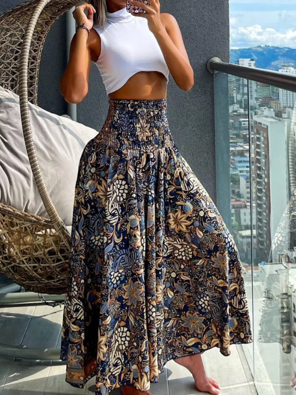 Printed Wide-Leg Pants, image 14