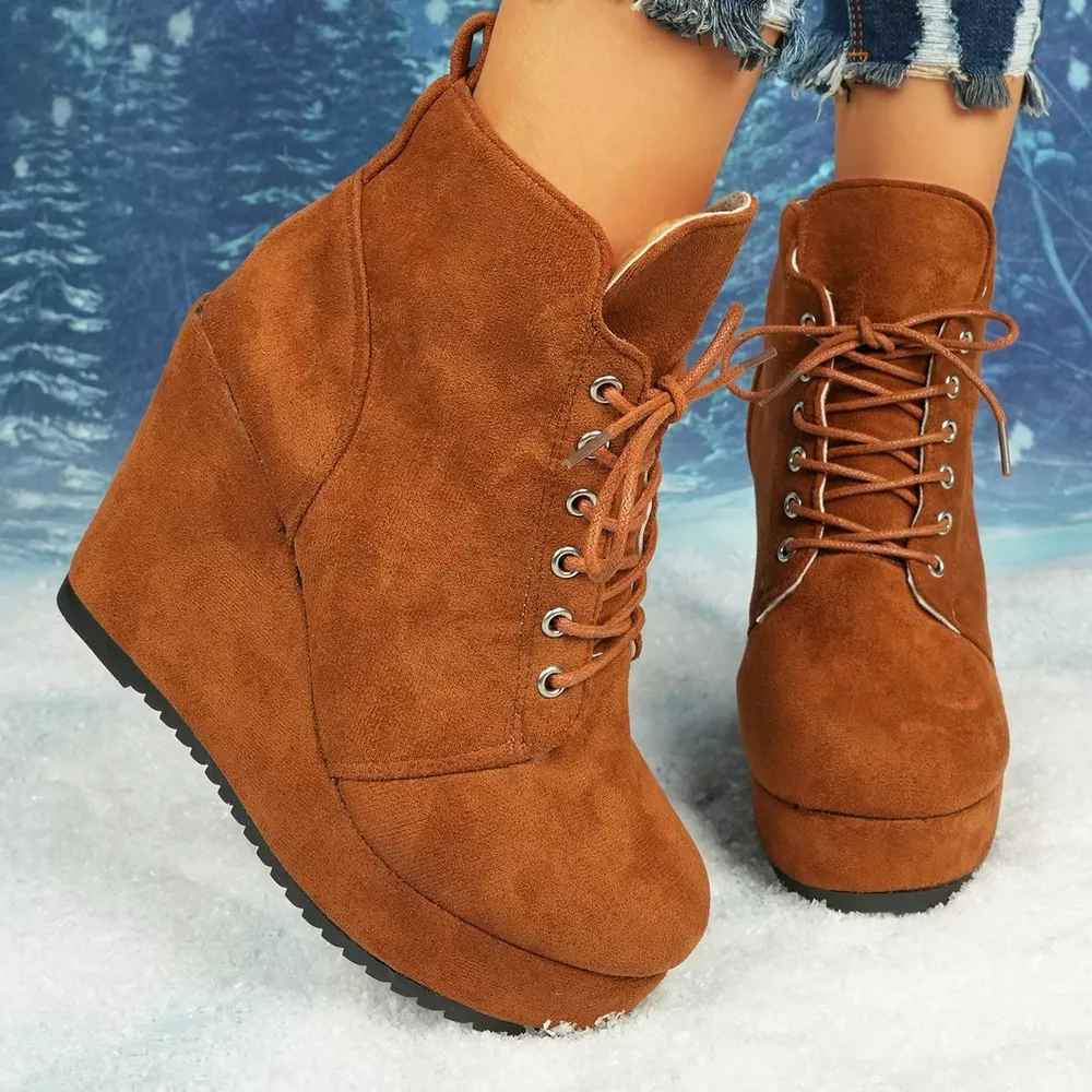 Lace-Up Wedge Ankle Boots, image 8