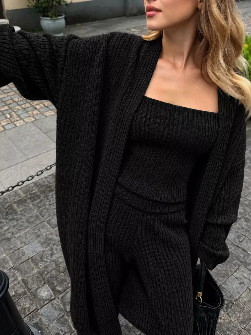 Ribbed Knit Three-Piece Sweater Set, image 4