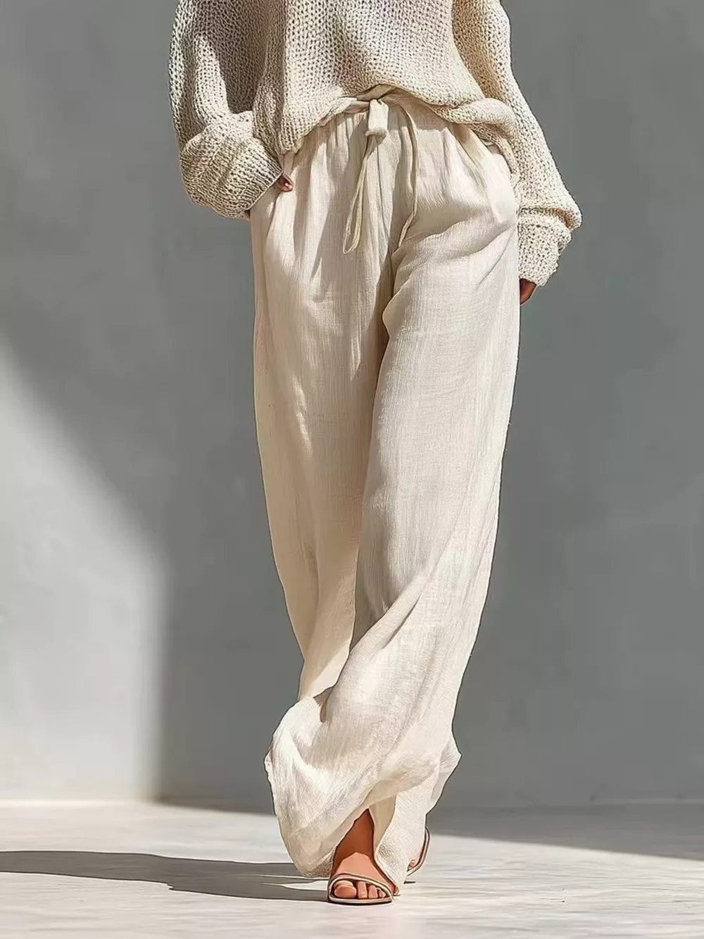 Cold Shoulder Turtleneck Top and Wide-Leg Pants Set, image 3