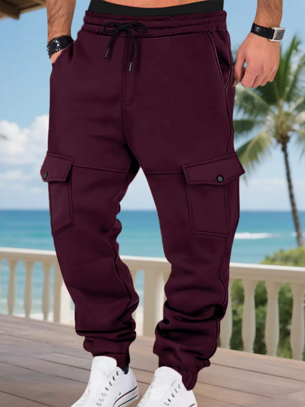 Men's Full Size Cargo Joggers with Multi-Pockets Plus Size, image 9
