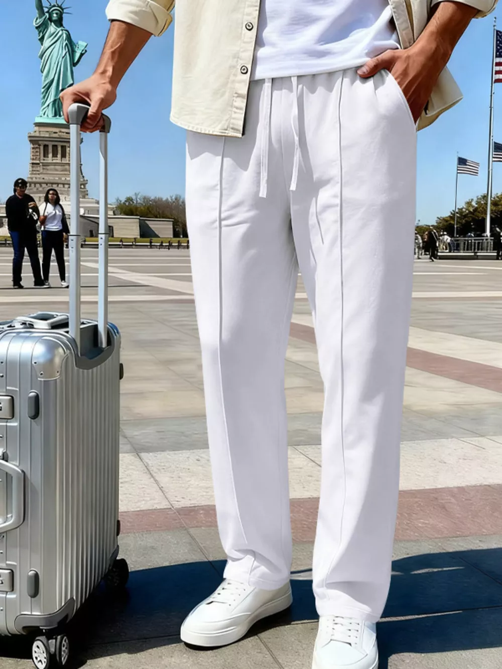 Men's Full Size Drawstring Straight Leg Pants Plus Size, image 14