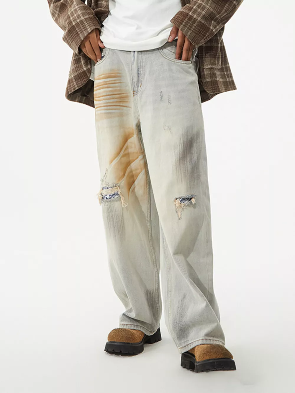 Men's Distressed Wide Leg Jeans, image 5