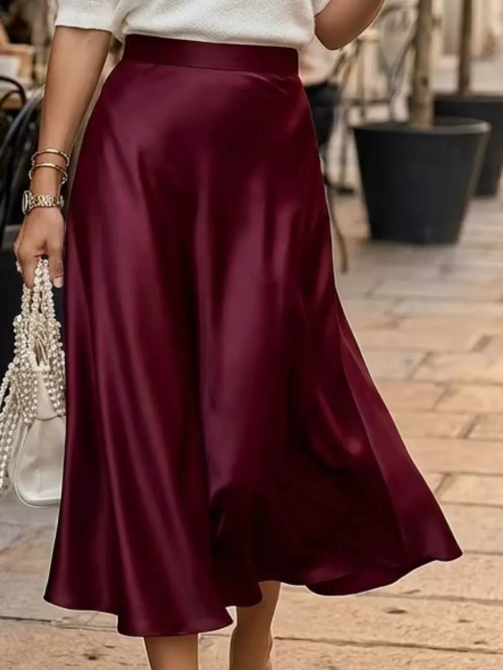Satin Midi Skirt, image 6