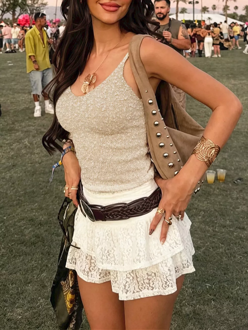 Textured Knit V-Neck Cami, image 3